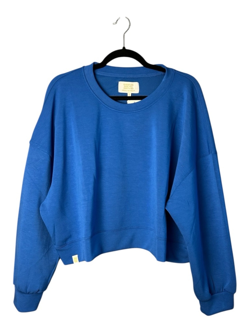 Simply Southern Royal Blue Cropped Sweatshirt Size Large Oversized Pullover - Picture 2 of 7